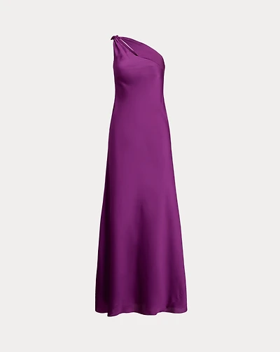 Cutout Charmeuse One-Shoulder Gown