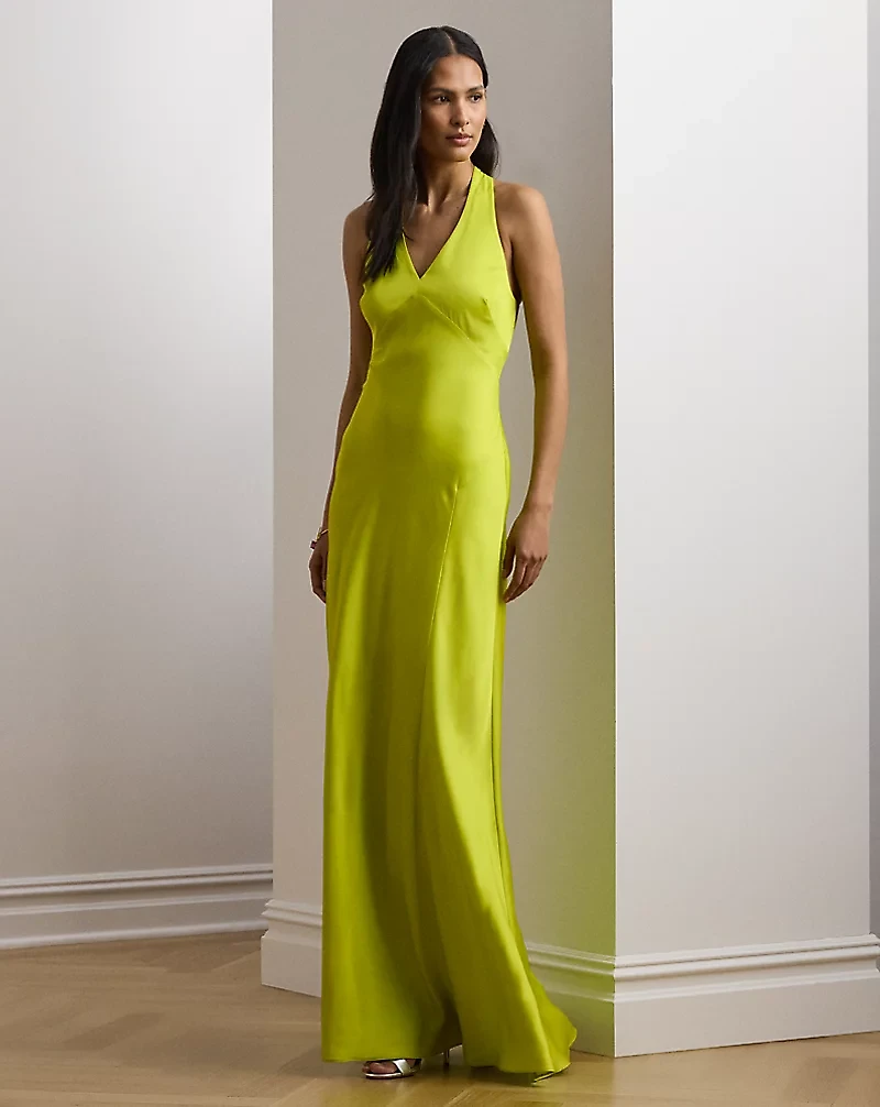 Featherweight Charmeuse Halter Gown