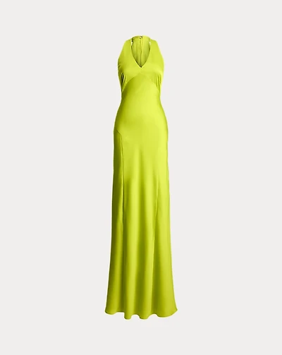 Featherweight Charmeuse Halter Gown