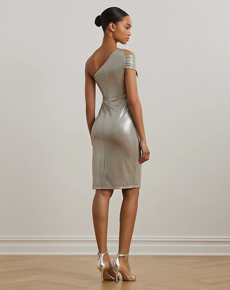 Metallic One-Shoulder Cocktail Dress