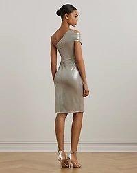 Metallic One-Shoulder Cocktail Dress