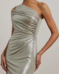 Metallic One-Shoulder Cocktail Dress
