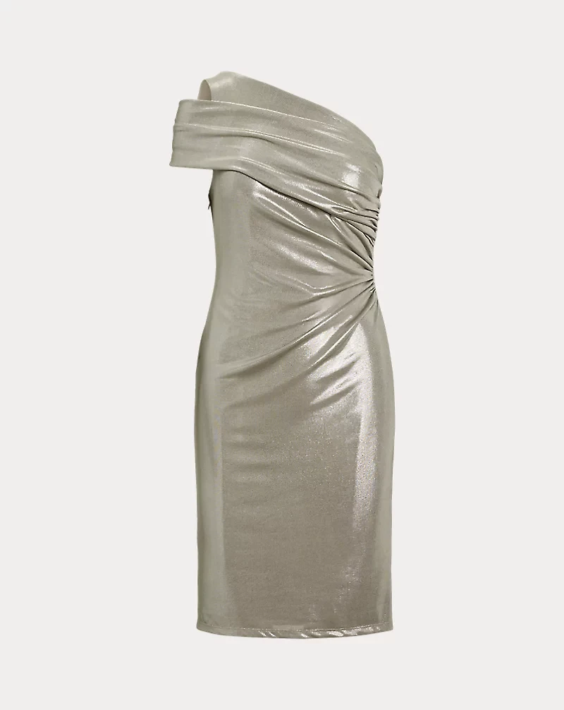 Metallic One-Shoulder Cocktail Dress