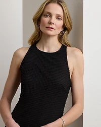 Beaded Netting Sleeveless Cocktail Dress