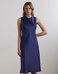 Pleated Satin Charmeuse Cocktail Dress