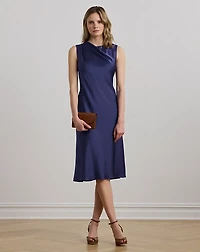 Pleated Satin Charmeuse Cocktail Dress