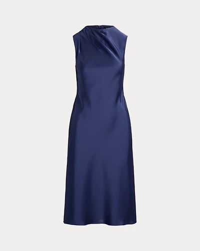 Pleated Satin Charmeuse Cocktail Dress
