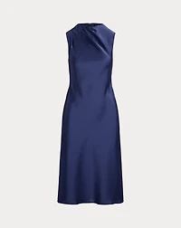 Pleated Satin Charmeuse Cocktail Dress