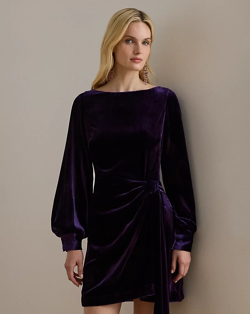 Tie-Front Velvet Cocktail Dress