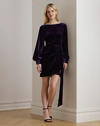 Tie-Front Velvet Cocktail Dress