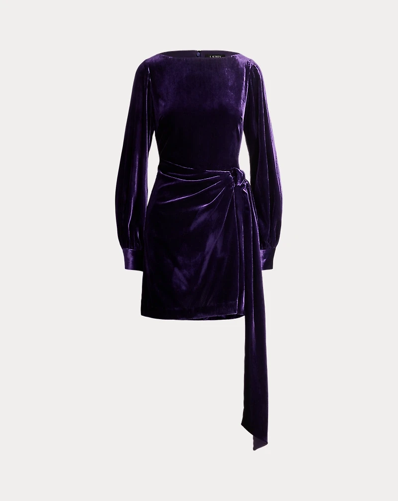 Tie-Front Velvet Cocktail Dress