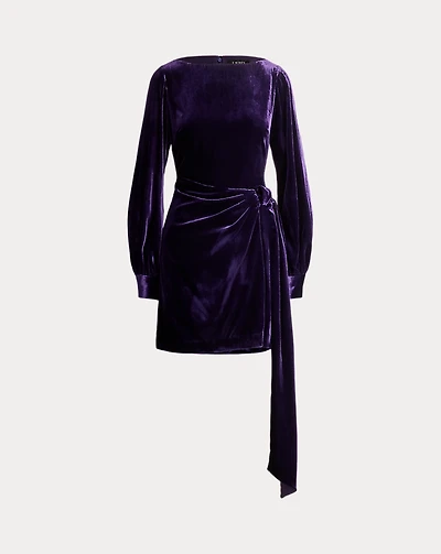 Tie-Front Velvet Cocktail Dress