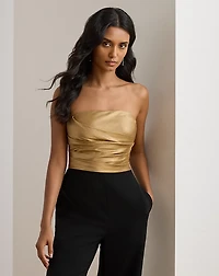 Bow-Back Metallic Twill & Crepe Jumpsuit