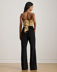 Bow-Back Metallic Twill & Crepe Jumpsuit