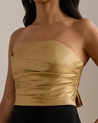 Bow-Back Metallic Twill & Crepe Jumpsuit