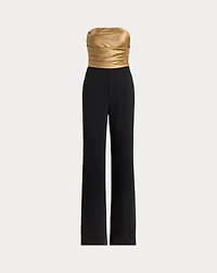 Bow-Back Metallic Twill & Crepe Jumpsuit