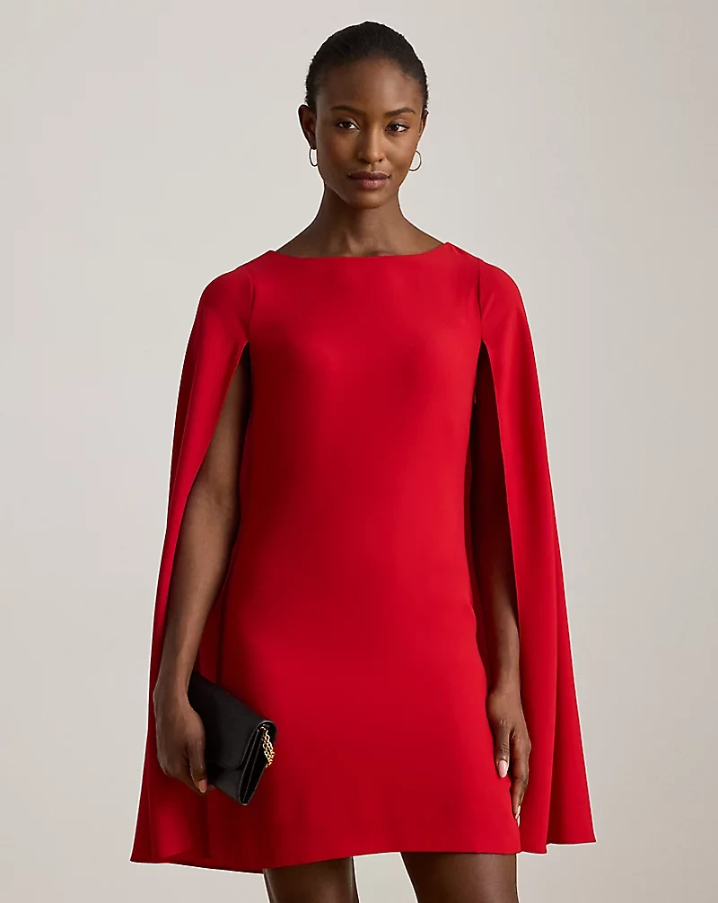 Cape Georgette Cocktail Dress