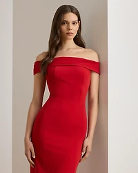 Crepe Off-the-Shoulder Gown