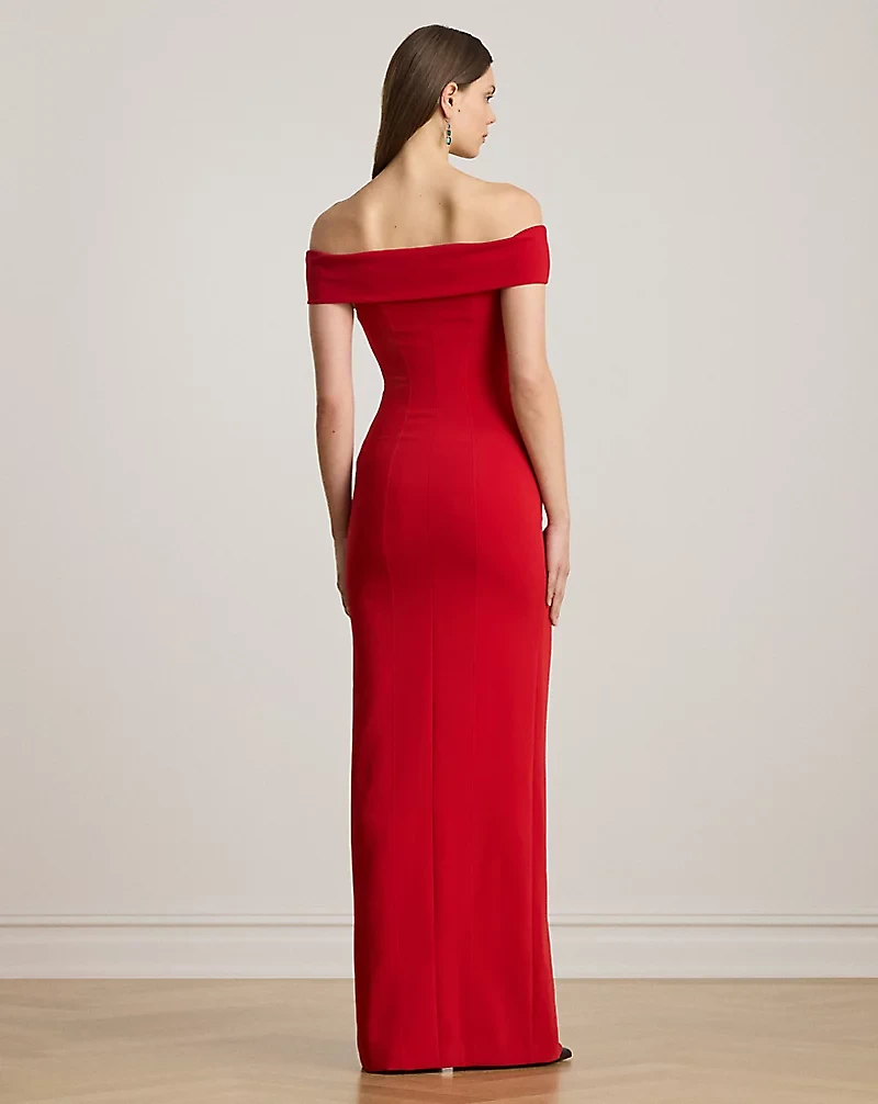 Crepe Off-the-Shoulder Gown