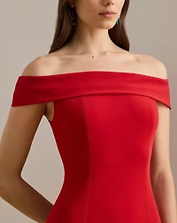 Crepe Off-the-Shoulder Gown
