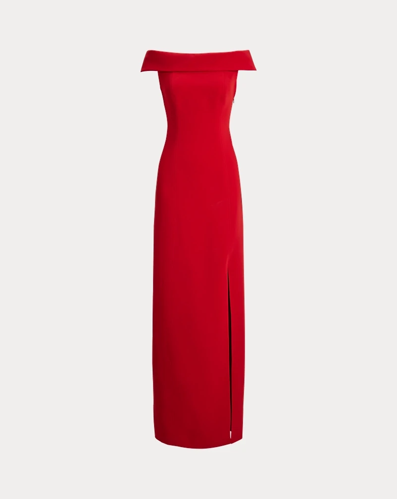 Crepe Off-the-Shoulder Gown