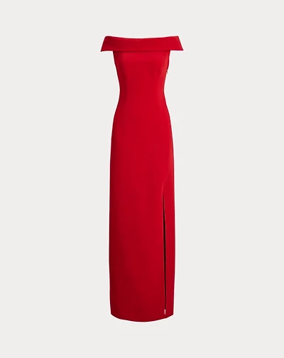 Crepe Off-the-Shoulder Gown