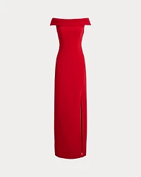 Crepe Off-the-Shoulder Gown