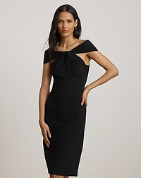 Twist-Front Crepe Cocktail Dress