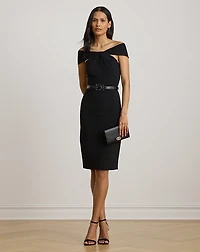 Twist-Front Crepe Cocktail Dress