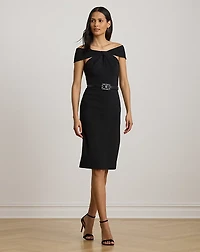 Twist-Front Crepe Cocktail Dress