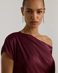 Satin Charmeuse Off-the-Shoulder Gown
