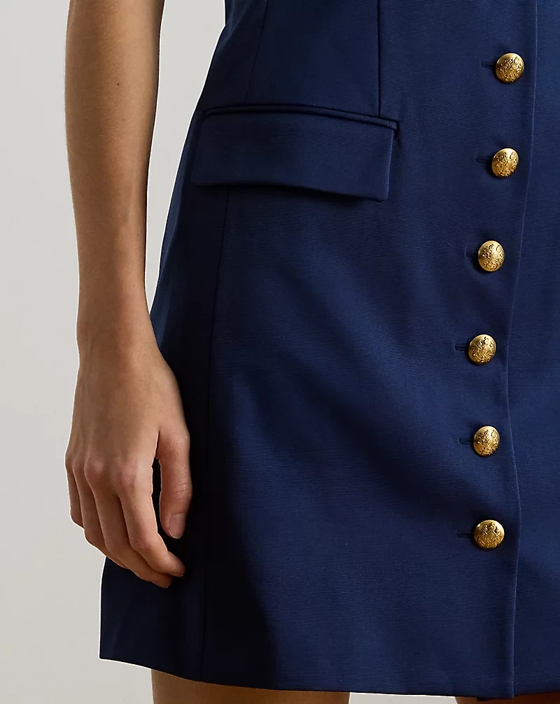 Button-Trim Faille Cocktail Dress