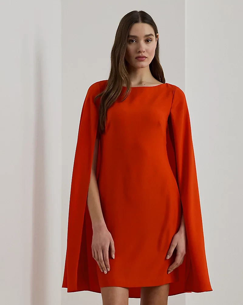 Cape Georgette Cocktail Dress