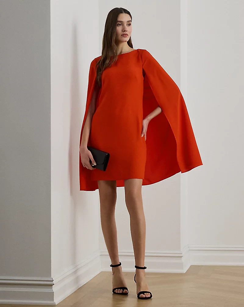 Cape Georgette Cocktail Dress
