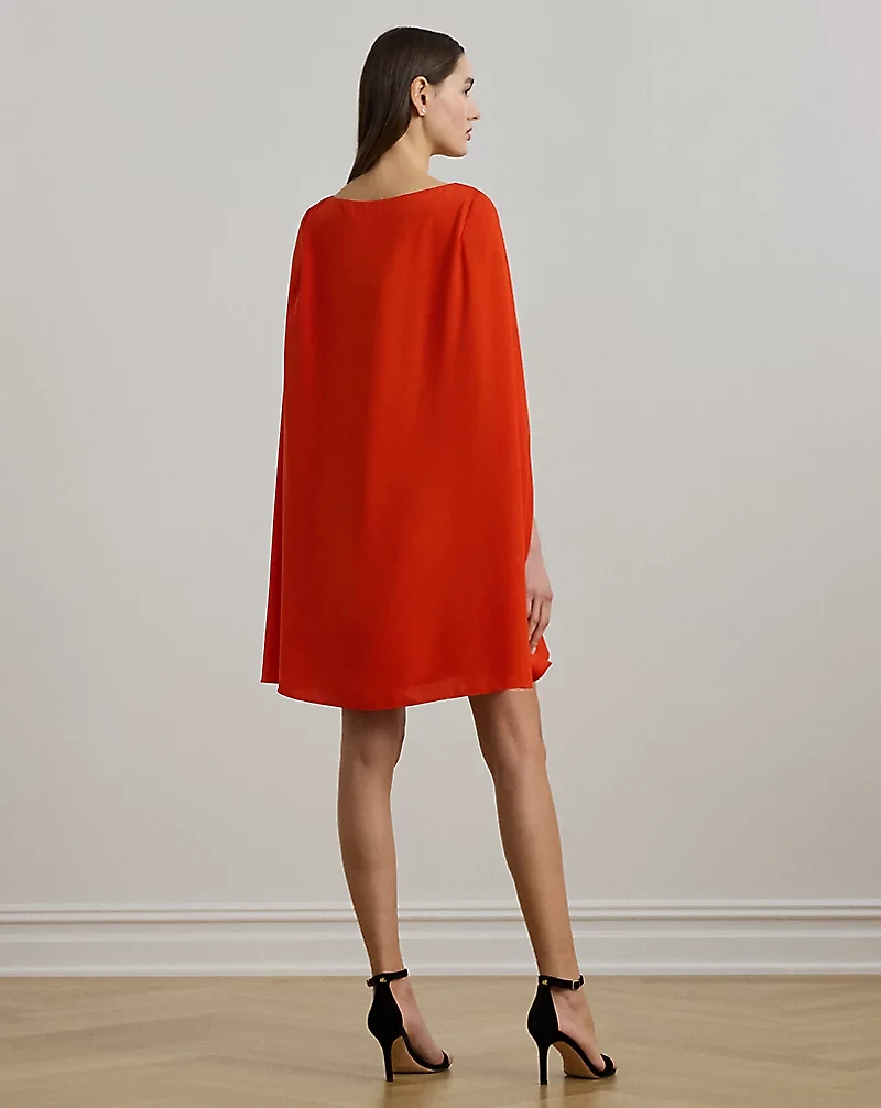 Cape Georgette Cocktail Dress