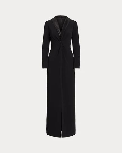 Crepe Long-Sleeve Gown