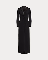Crepe Long-Sleeve Gown