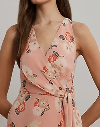 Floral Ruffle-Trim Georgette Gown
