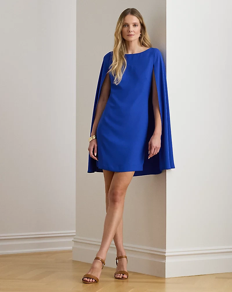 Cape Georgette Cocktail Dress