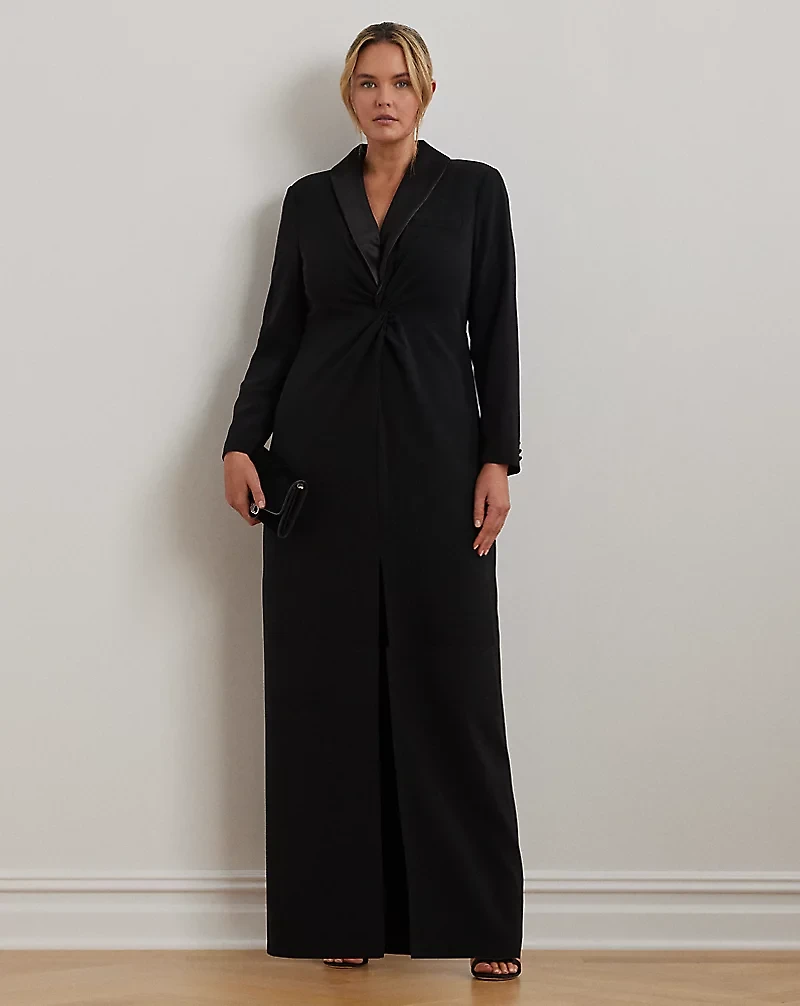 Crepe Long-Sleeve Gown