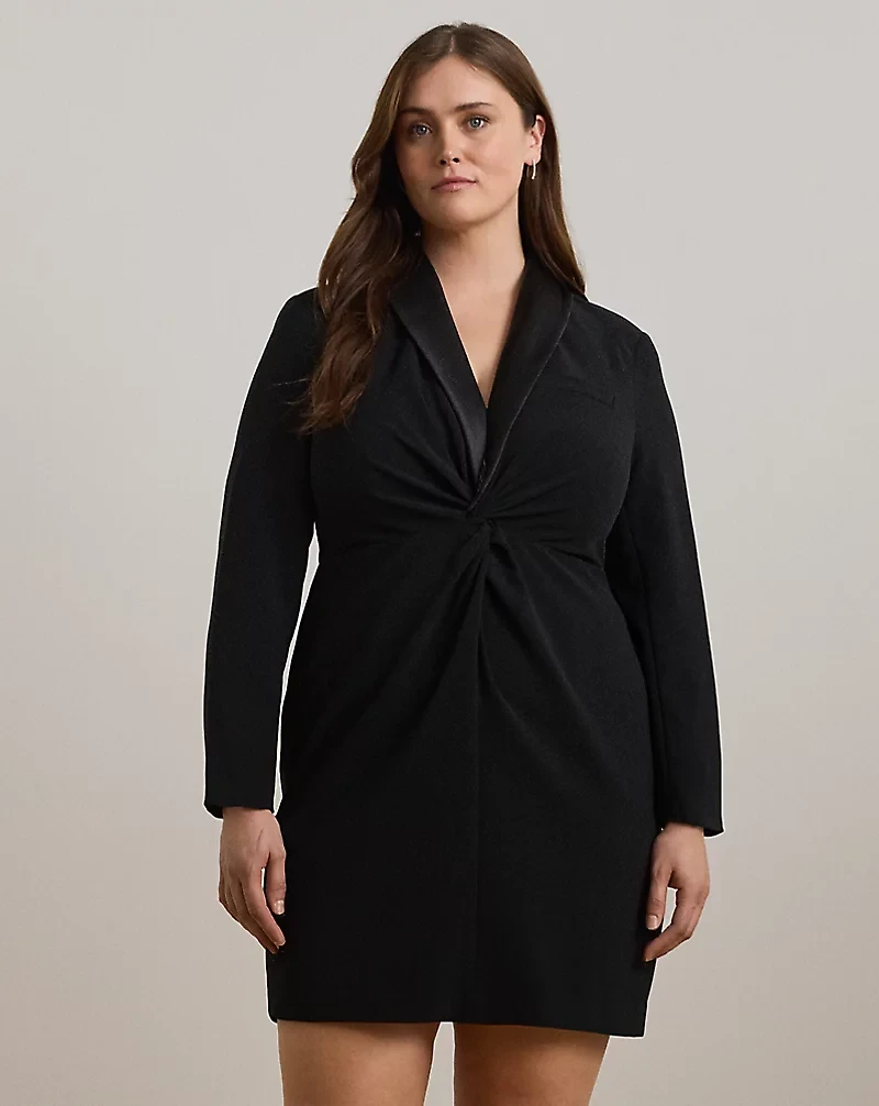 Satin-Trim Crepe Cocktail Dress