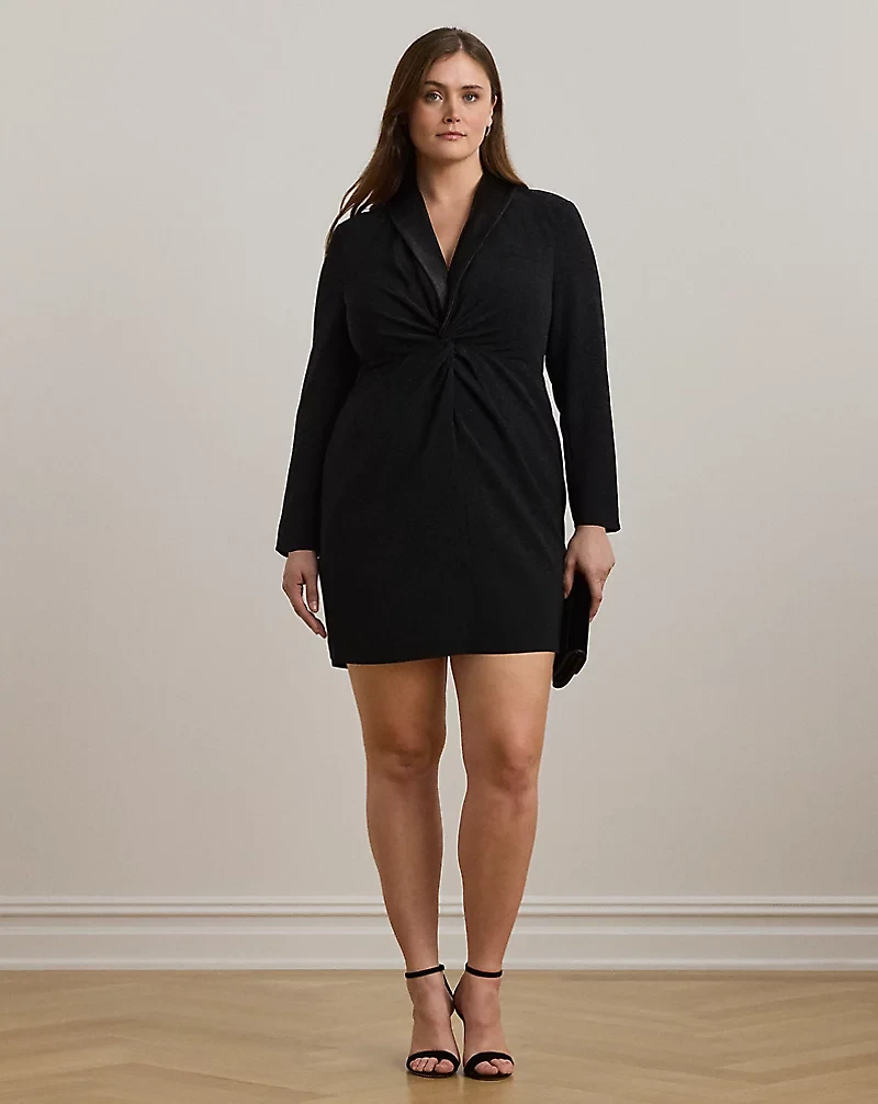 Satin-Trim Crepe Cocktail Dress