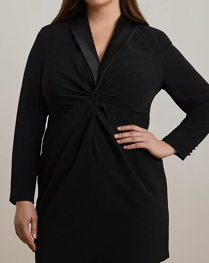 Satin-Trim Crepe Cocktail Dress