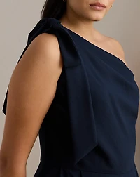 Bow-Trim Crepe One-Shoulder Jumpsuit