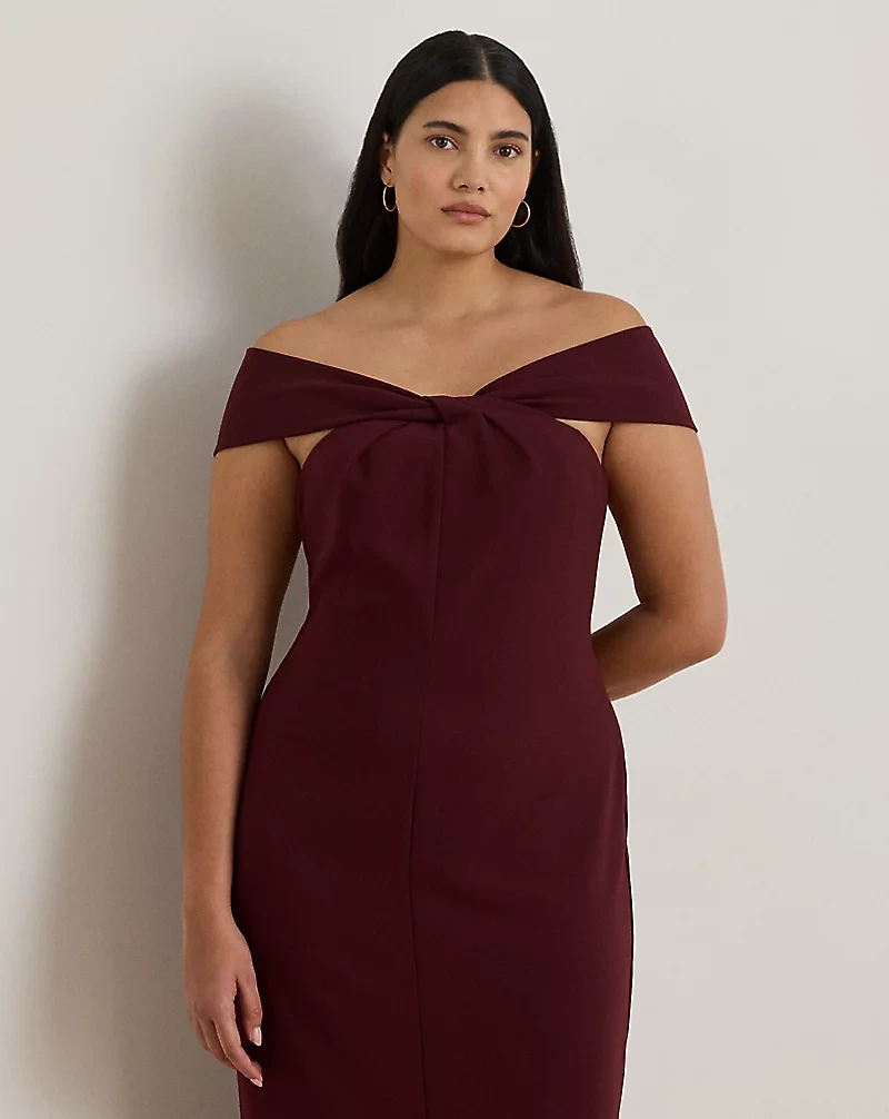 Twist-Front Crepe Cocktail Dress