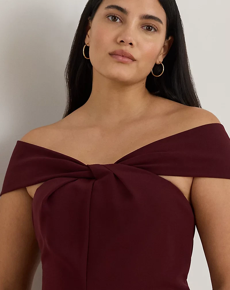 Twist-Front Crepe Cocktail Dress
