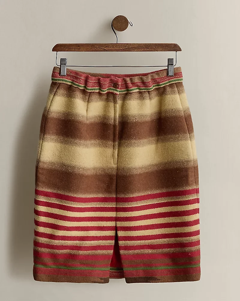 c. 1990 Striped Wool Skirt - Size L