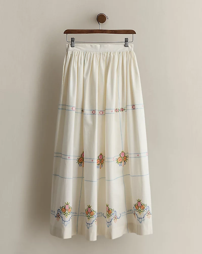 1987 Floral Cotton Skirt - Size 6