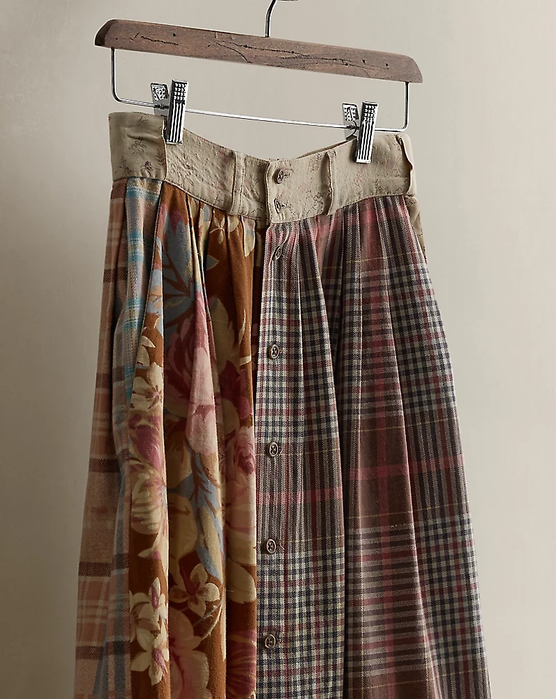 c. 1985 Patchwork Cotton Skirt - Size 6