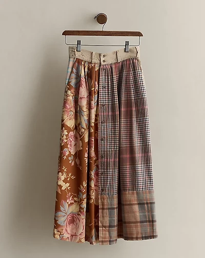 c. 1985 Patchwork Cotton Skirt - Size 6